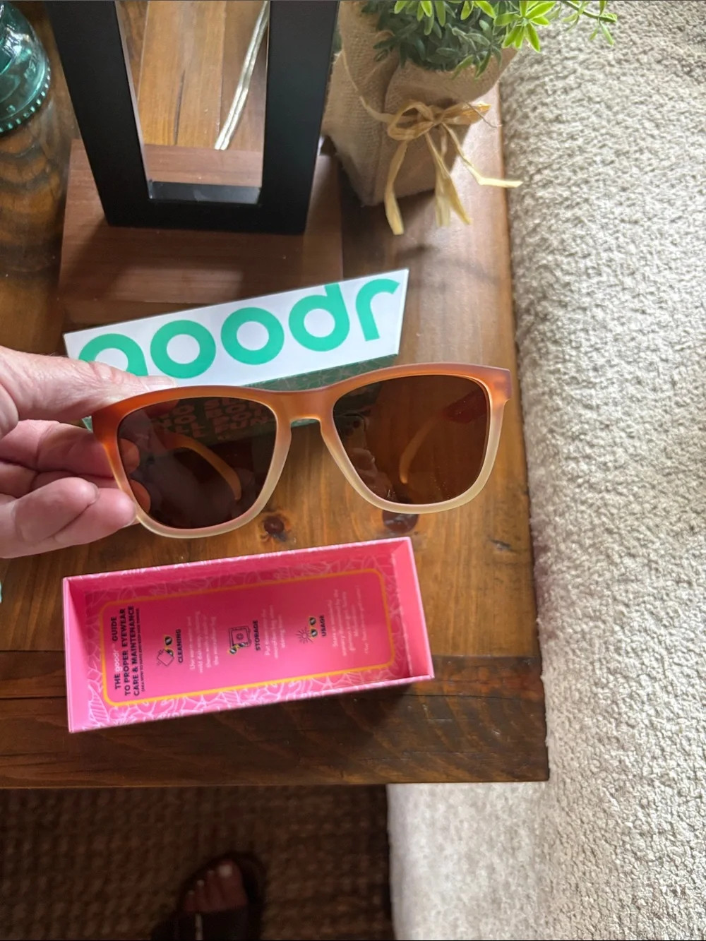 Goodr Ombre Rectangular Sunglasses — Peach to Cream Frame